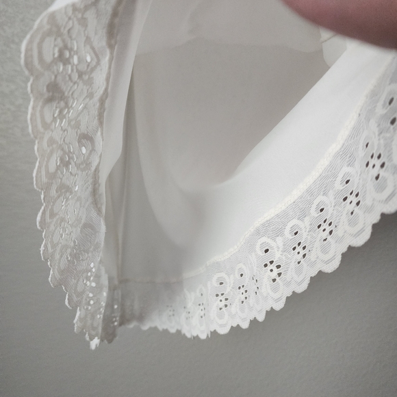 STONES WEAR x VINTAGE eyelet lace trim slip skirt white midi skirt nylon M‎ - Picture 9 of 10